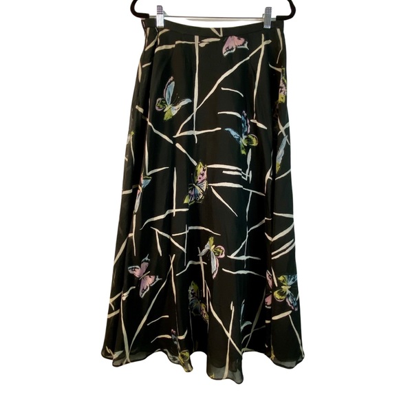 Due Per Due Vintage Butterfly Print Maxi Skirt Y2K Boho Fairycore Silk Blend 4 - Picture 2 of 12
